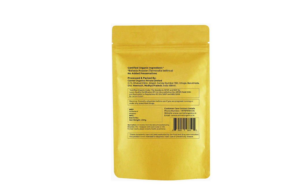 Carmel Organics Baheda Powder    Pack  250 grams